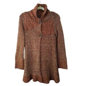 prAna Danika Knit Cardigan Sweater Sz S Rust Cottage Boho Granola Cozy Winter